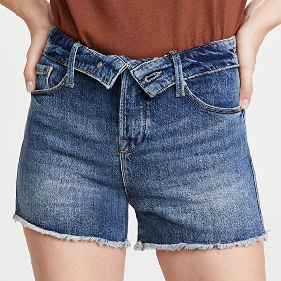 Good American Pants - Good American NWT The Cut-Off Fold Over Waist Shorts